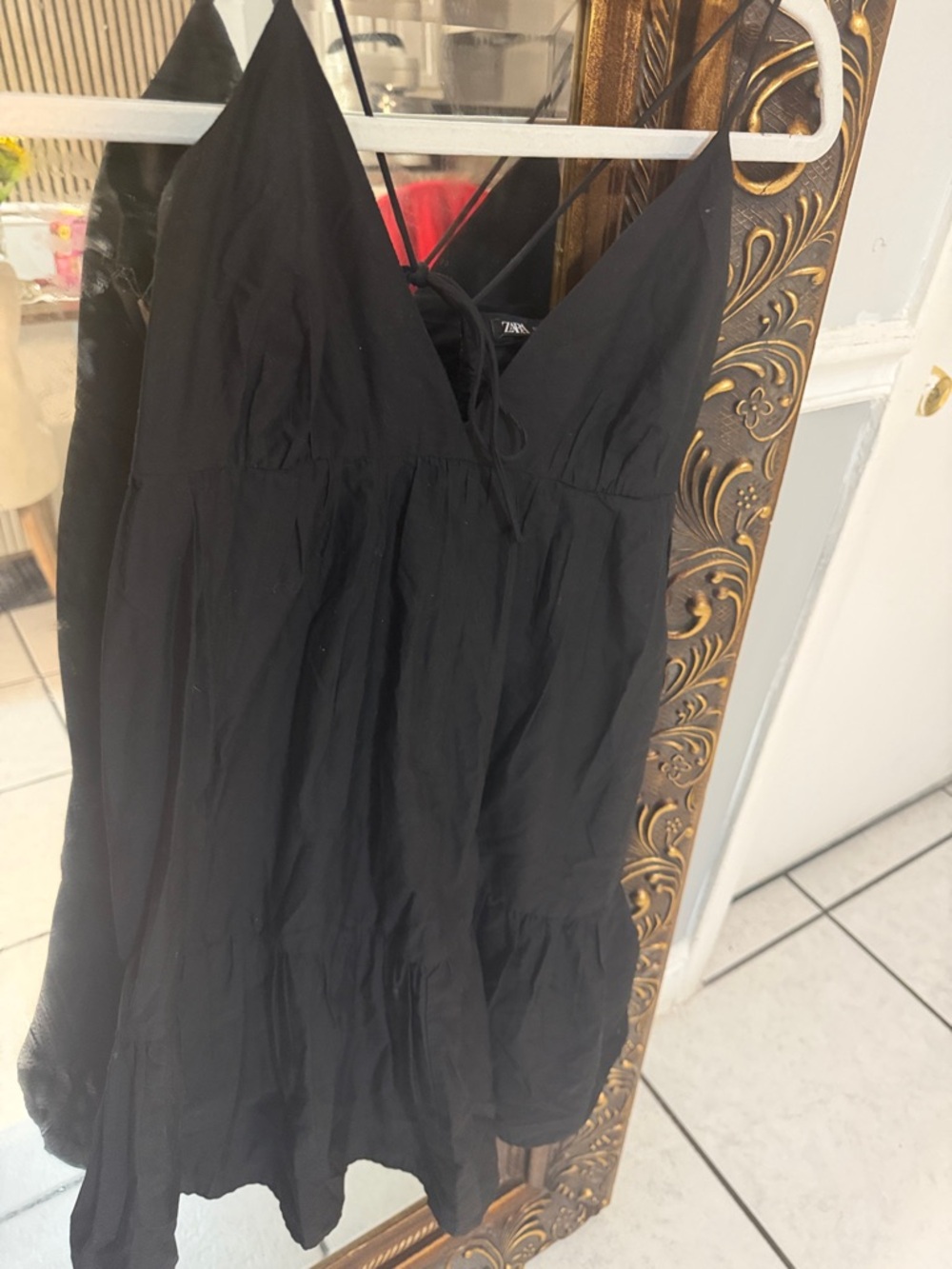 Zara Black Mini Dress with Spaghetti Straps